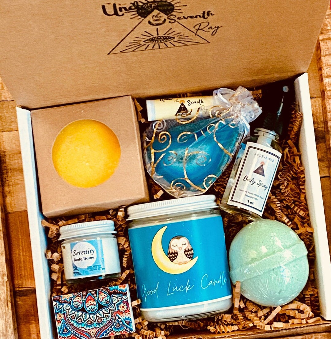 Good Luck Candle Gift Set Spa Gift Box Lucky Charm Healing Crystal
