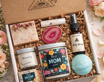 Best Mom Ever Care Package - Spa Gift Box - Gift Set For Mom - Mothers Day Gift Ideas - Candle Set - Birthday Gift For Mom - Gift Basket