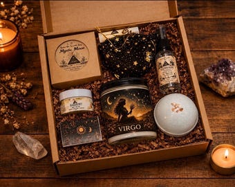 Virgo Zodiac Gift Box – Spa Set with Candle & Agate - Astrology lover Gift set- birthday gift for Virgo