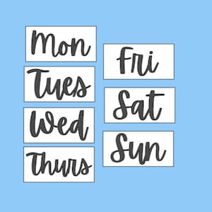 Shorthand Days of the Week Magnets - 1”x2" Rectangular