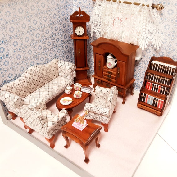 Doll Furniture Vintage Made of Wood Seating Set Table Etsy