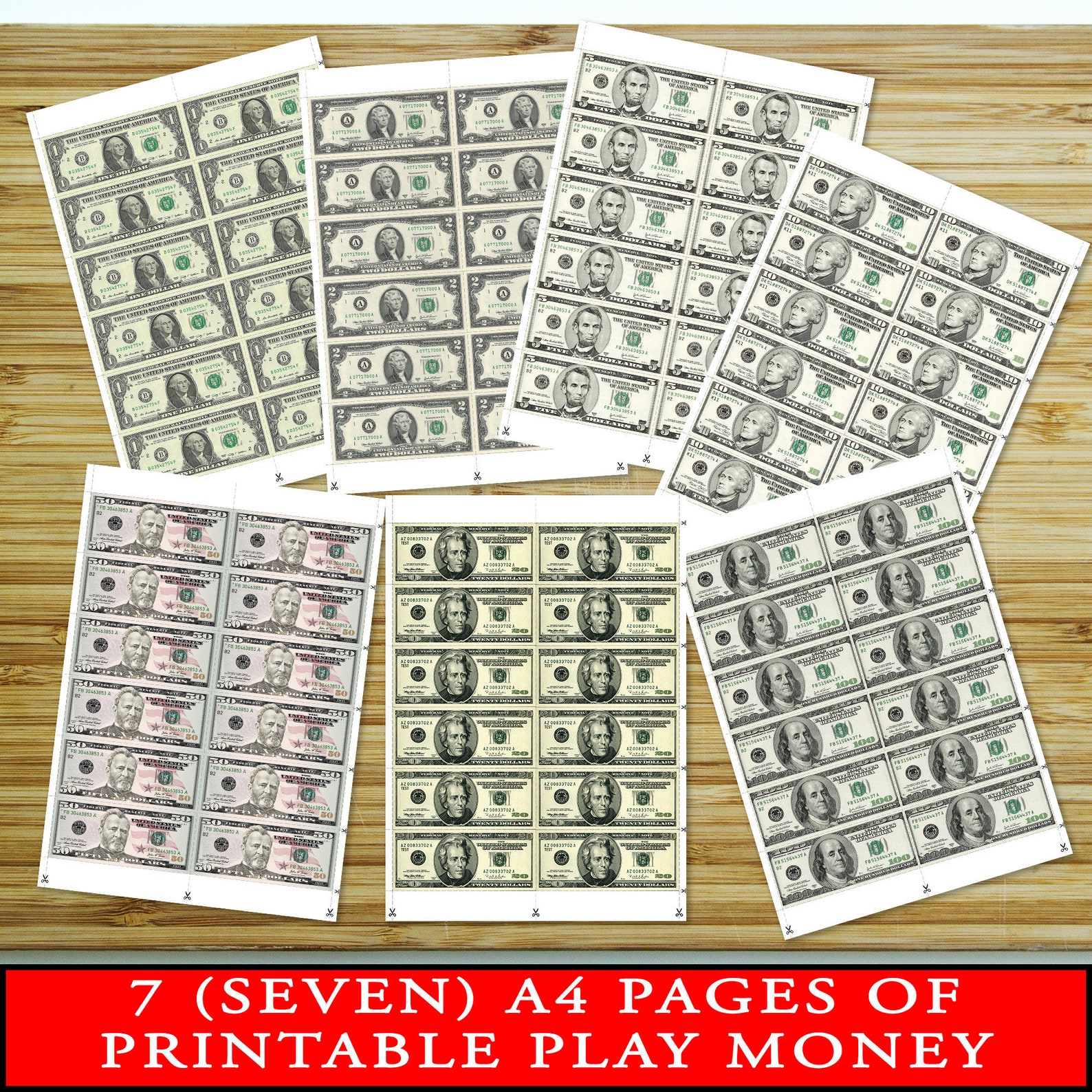 printable play money bundle toy money fake money party etsy