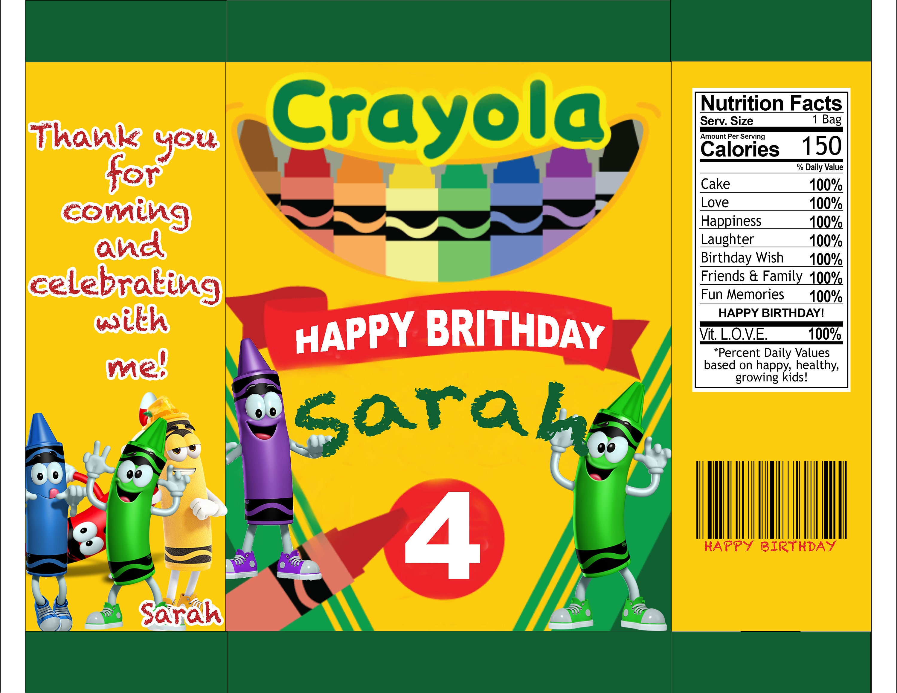 Bolsa crayola party chip /bolsa favor Etsy
