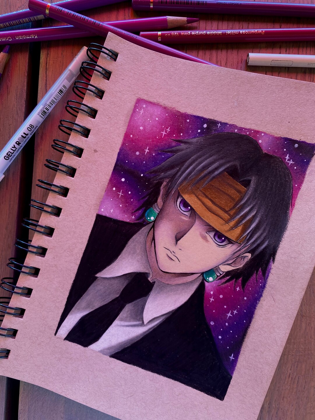 original-a5-drawing-inspired-by-hunterxhunter-s-kuroro-etsy