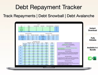 UK Debt Repayment Tracker Spreadsheet, Debt Snowball - Excel + Apple Numbers Instant Digital Download