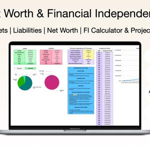 UK Net Worth Tracker und Taschenrechner für die finanzielle Unabhängigkeit - Excel + Apple Numbers Sofortiger digitaler Download