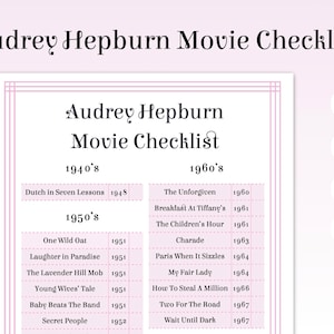 Audrey Hepburn Film Checkliste - PDF zum Ausdrucken