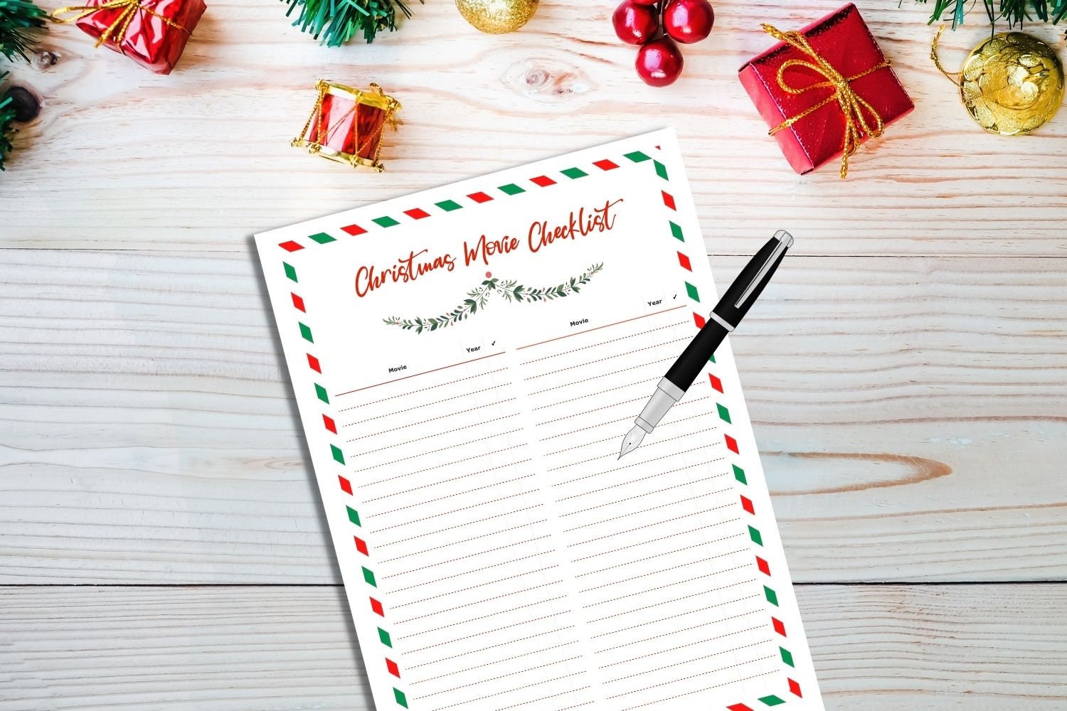 Christmas Movie Checklist (+ Blank Page) - PDF Printable - Etsy