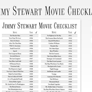 Jimmy Stewart Movie Checklist - PDF Printable