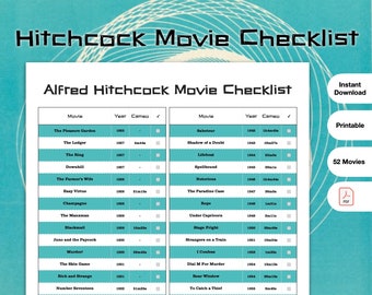 Alfred Hitchcock Movie Checklist - PDF Printable