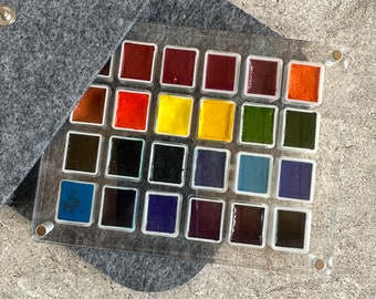 BRIGHT RAINBOW Watercolour Set - 24 half pans - Pigment Rich - Artist Quality - Handcrafted