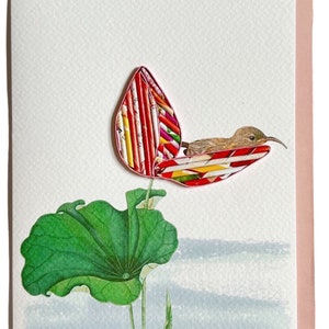 Elegante, papel enrolado, cartão de flor de lótus feito à mão