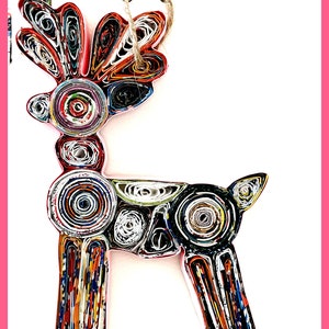 Carte d’ornement de quilling de cerf, décoration d’arbre de Noël faite à la main, cadeau de baby shower durable