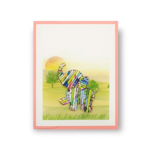 Tarjeta de elefante de cumpleaños / Hecho a mano ecológico de la revista / Arte de papel de la amistad del elefante