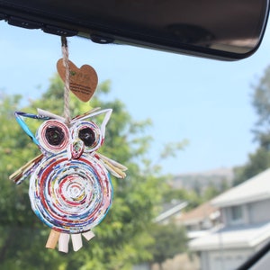 Paper Quilling Owl Ornament Handmade from Recycled Magazines