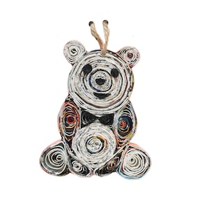 Cartão de enfeite Panda Quilling feito à mão da revista Recycled