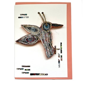 Hummingbird Quilling Ornament Card Handmade from Recycled Magazine