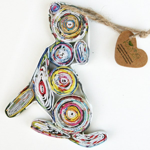 Dog Upcycled Quilling Ornament Handmade from Recycled Magazines