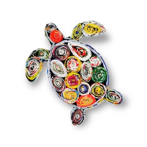 Sea Turtle Handmade Car Charm Ornament, Handcrafted from Recycled Paper,