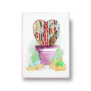 Tarjeta suculenta Hoya Sweetheart, hecha a mano con papel reciclado