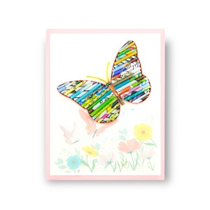 Butterfly Card Rivista riciclata Articolo fatto a mano, cartolina di Natale