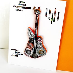 gitaar quilling papier ornament kaart handgemaakte kerstboom decoratie duurzaam cadeau