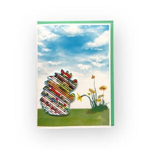 Verjaardagskaart voor stekelvarken, milieuvriendelijk handgemaakt uit tijdschrift, egelpapierkunst, adoptiekaart