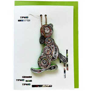 Cartão de enfeite de quilling para cachorro feito à mão da revista Recycled