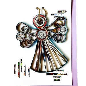 Angel Quilling Ornament Card Handmade from Recycled Magazine