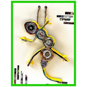 Cartão de ornamento Gecko Quilling feito à mão decoração de árvore de Natal presente sustentável