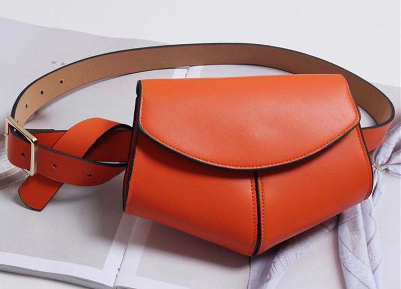 Stylish Waist Cinch Belt Bag Fanny Packs Mini Purse Crossbody Bags Orange