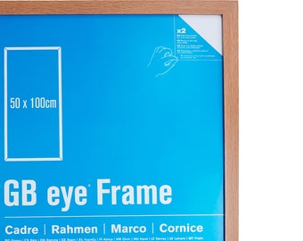 GB Eye Marco de madera contemporáneo para cuadros/pósteres de 50 x 100 cm,  disponible en negro, roble, blanco y plateado, listo para colgar, fabricado