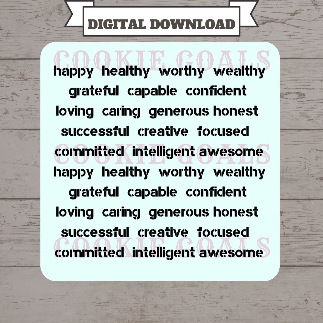 Affirmations Cookie Stencil | Background Stencil | Cookie Stencil ...