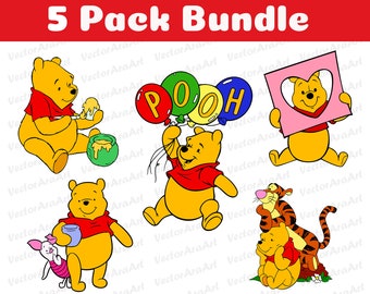 Winnie the Pooh Clipart Bundle: SVG, PNG, PDF Files (Digital Download)