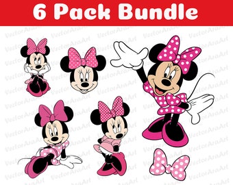Minnie Mouse Cartoon SVG Bundle: Cricut Cutting Files (Digital Download)