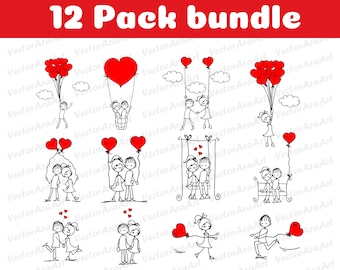 Love Stick Figure Clipart SVG Bundle: Cricut Ready (Digital Files)