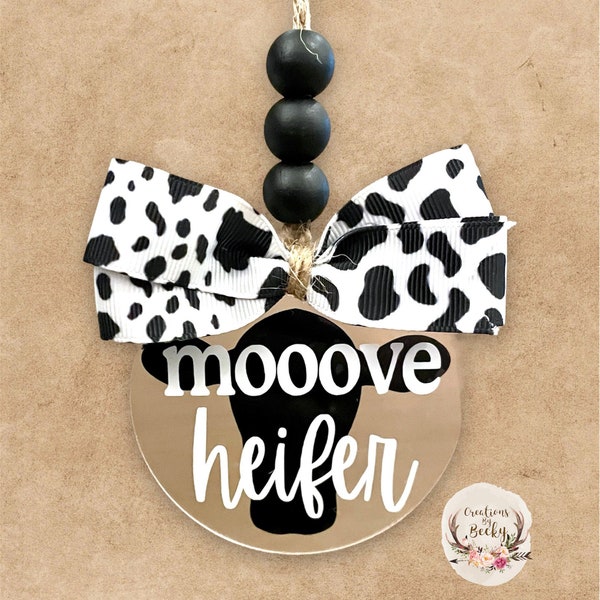 Moo-ve heifer, Here Comes the Cutest Car in Town: Cow-Themed Car Charm Accessory Cow Print Car Accessories for Her