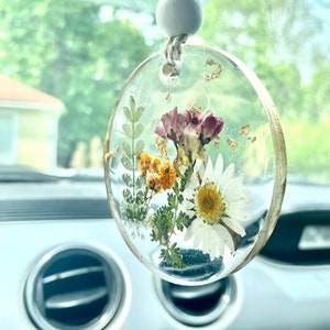Floral Resin Car Mirror Charm Car Accessories Hippie Vehicle Gift