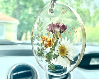 Floral Resin Car Mirror Charm Car Accessories Hippie Vehicle Gift