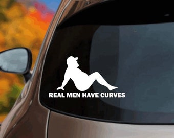 Funny Real Men Have Curves Window Decal- Car Accessories For Him