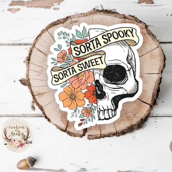 Sorta Sweet Sorta Spooky Cute Halloween Sticker For Her Accessories for Water Bottle Notebooks Laptop