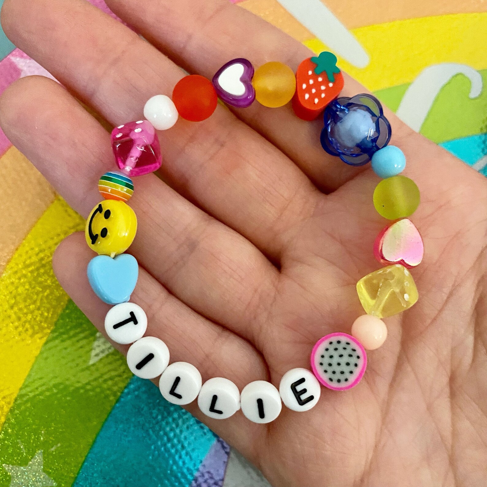 90s personalised beaded bracelet Y2K Bracelet Chunky Bracelet Etsy