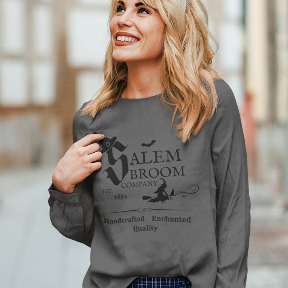 Salem Broom Company Long Sleeve Shirt, Salem Shirt, Halloween Long Sleeve Tee, Fall Long Sleeve Shirt, Vintage Halloween Shirt