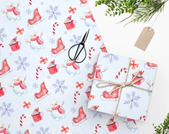 Christmas Wrapping Paper, Snowman Wrapping Paper, Christmas Gift Wrap, Holiday Wrapping Paper Roll, Present Wrapping, Christmas Gift