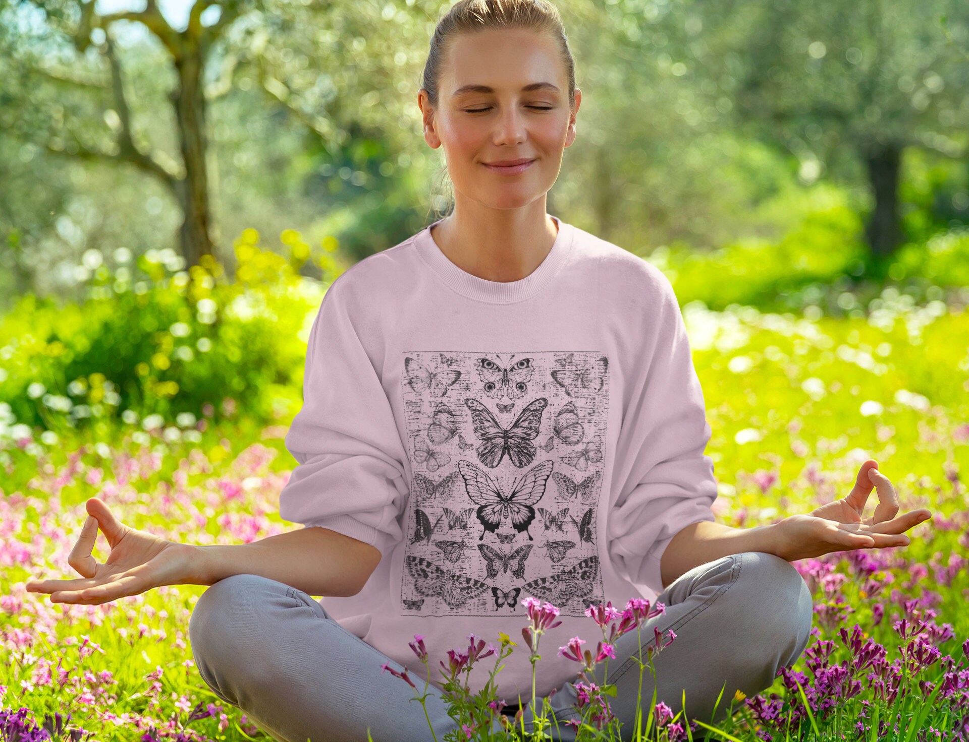 White Butterfly Reverie Sweatshirt
