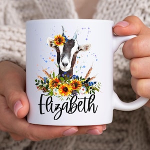 Personalized goat mug, Goat lover gifts, Goat gifts for women, Cute goat cup, Goat collectible, Gift for best friend, Farmer coffee mug 11oz