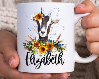 Personalized goat mug, Goat lover gifts, Goat gifts for women, Cute goat cup, Goat collectible, Gift for best friend, Farmer coffee mug 11oz