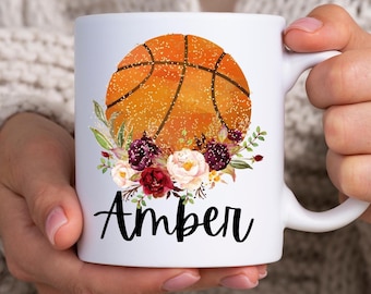 Personalized basketball mug, Daughter basketball gift, Basketball gifts, Basketball team coach gift, Basketball Custom name coffee mug 11oz
