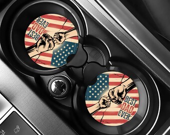 Best Dad Ever Car Coaster, Father’s Day Gift for Dad, Gift for Dad from Daughter or Son, Dad Birthday Gift from Kids, Truck Accessories