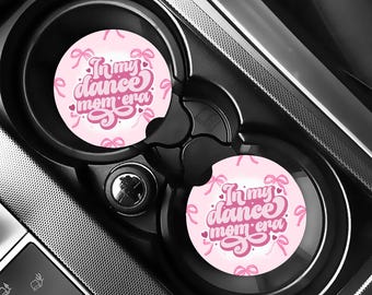 Dance Mom Car Coasters, In My Dance Mom Era, Coquette Pink Bow Car Accessories, Dancing Girly Cup Holder Coasters, Auto Decor Gift, Set of 2